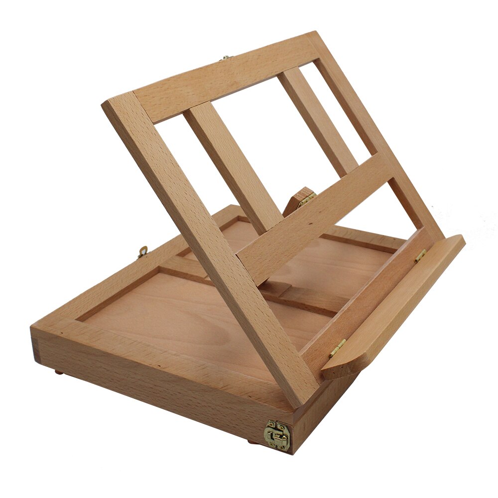 Portable Desk Easel Box Folding Table Wooden Easel Adjustable Positions with Storage Drawer Art Supplies for Students Artists