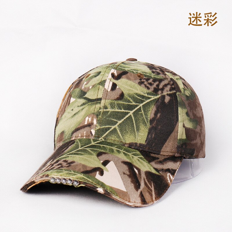 Led lampe baseball cap camouflage nat cap fiskeri hat udendørs belysning alpin cap and tunge bjergbestigning snapback: Camouflage