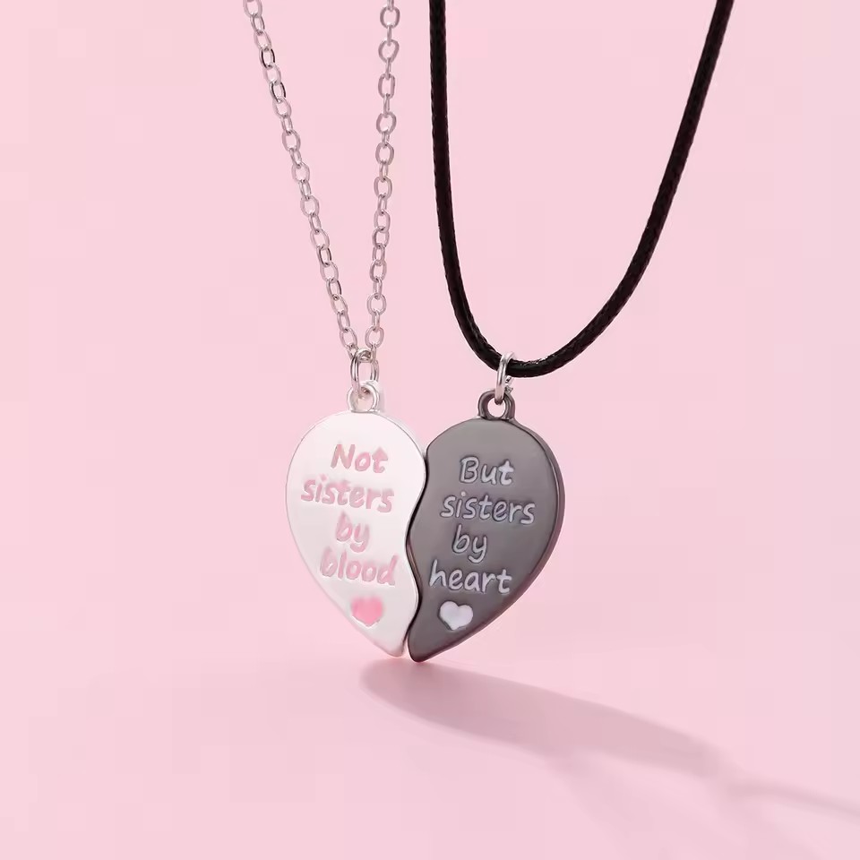 Colliers magnétiques en forme de cœur pour femmes et filles, pendentif Kawaii meilleurs amis sœurs, chaîne BFF, bijoux d'amitié, , 2/3 pièces: Placage pistolet