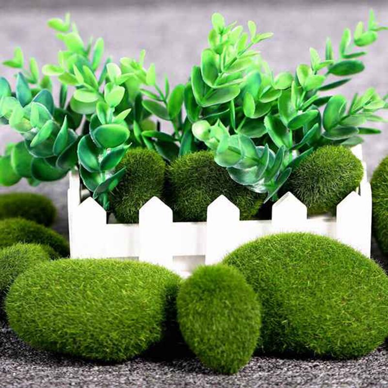 40 Stuks 2 Maten Kunstmatige Moss Rocks Decoratieve Faux Groen Mos Bedekt Stenen