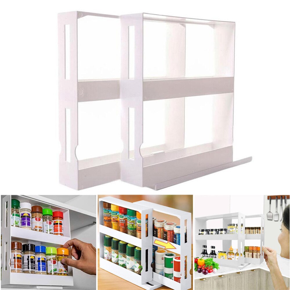 Multifunctional Rotating Spice Rack Organizer Kitchen Cabinet Cupboard Organizer Swivel Rack Storage Shelf