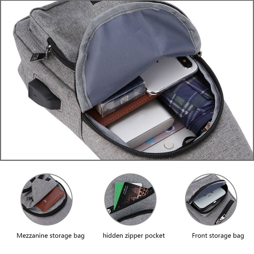 Mannen Anti-Diefstal Borst Pakken Toevallige Schoudertas Crossbody Tas Outdoor Diagonaal Borst Zak Met Usb-poort Opladen Vrouwen telefoon Tassen