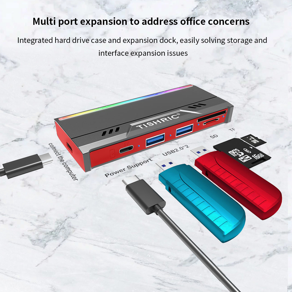 Obudowa TISHRIC Nvme obudowa na SSD M.2 podwójny protokół NGFF NVME obudowy dysku twardego M.2 SSD solidne statystyki kompatybilne 2230/2242/2260/2280