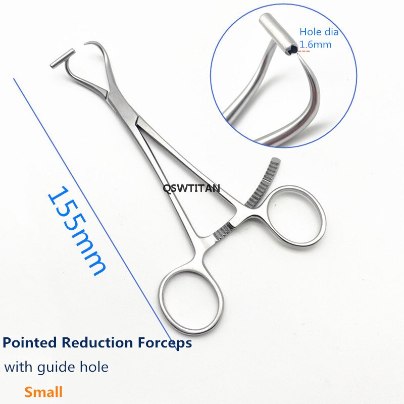 Pinzas de reducción puntiagudas ortopédicas con orificio de guía, pinzas de reducción ósea de acero inoxidable: With Serrated-S