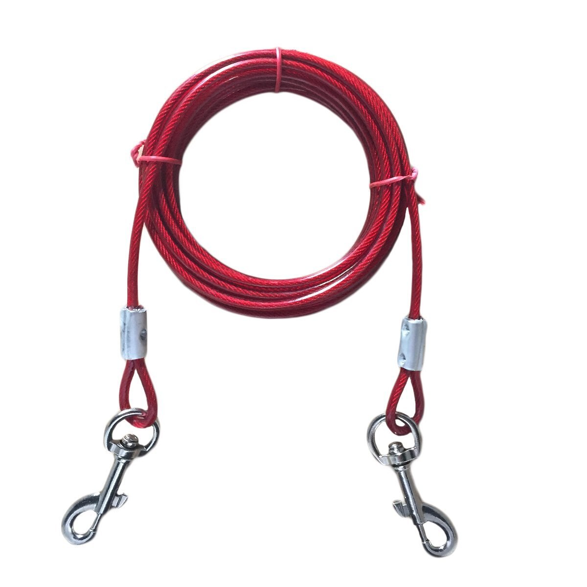Correas de perro Cable de alambre de acero con doble cabeza ganchos de Metal 3M 5M 10M de largo PL008: Red / 10M