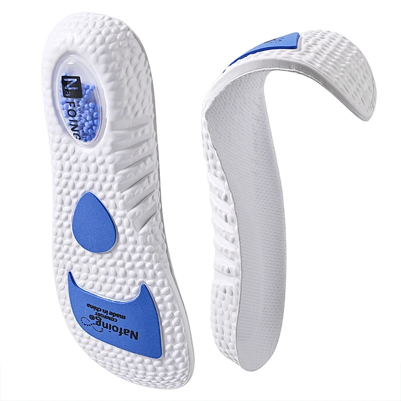 1Pair White Soft-soled Sports Insoles for Men Shock-absorbing Breathable PU air cushion sports insoles Soft Comfort Shoes Pads: 0.5
