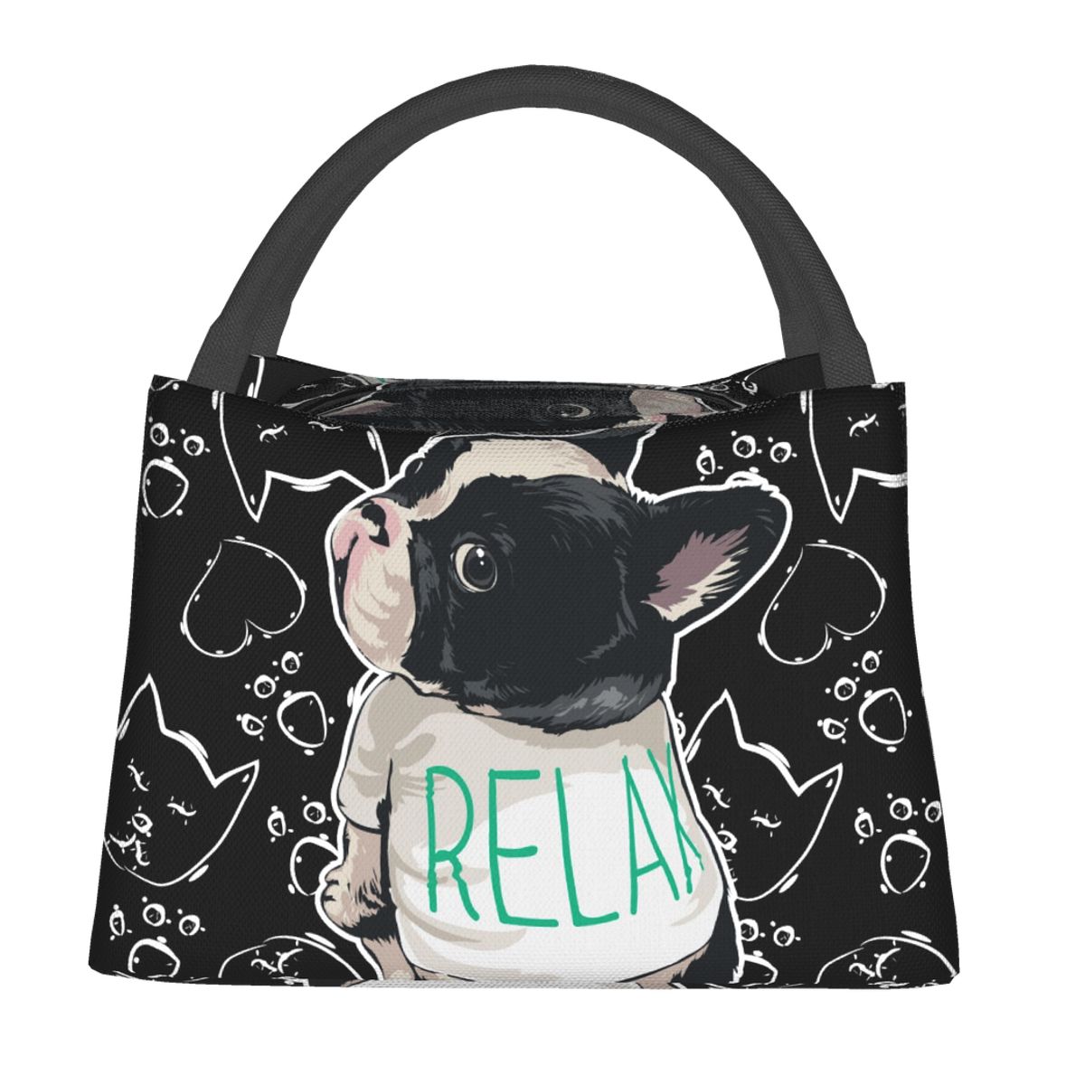 NOISYDESIGNS Kawaii Portable Lunch Bag French Bulldog Print Thermal Insulated Lunch Tote Cooler Picnic Handbag Bento Pouch Women
