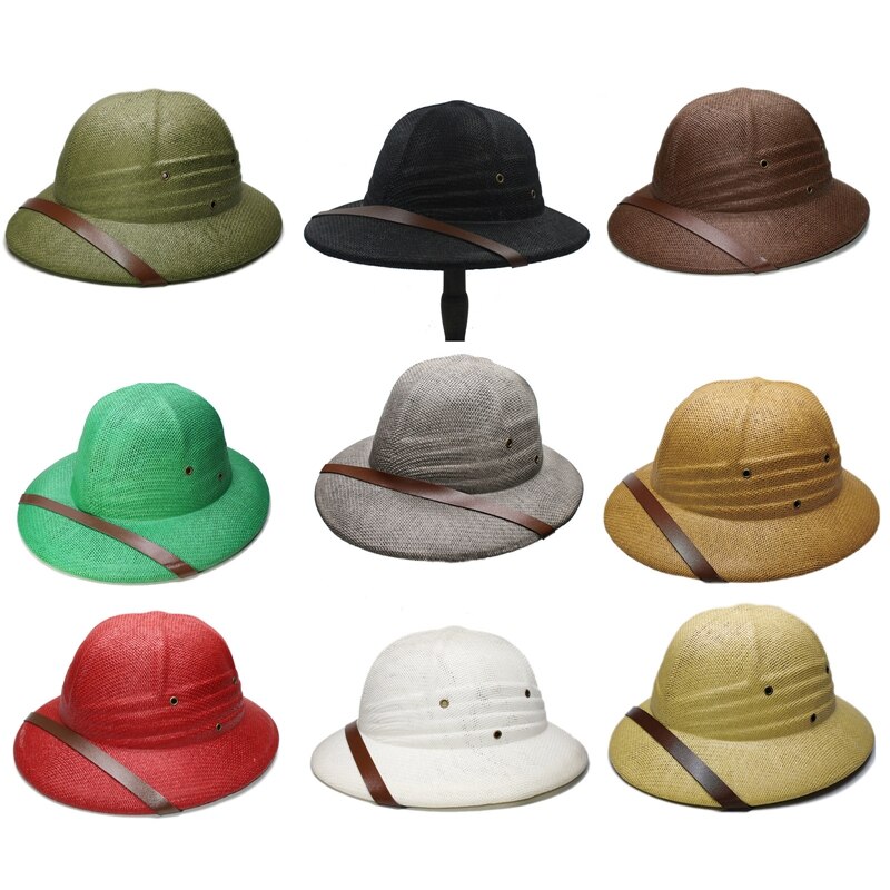 Vietnam War Army Hat Women Men British Explorer Straw Helmet Summer Boater Bucket Sun Hat Unisex Jungle Miners Cap