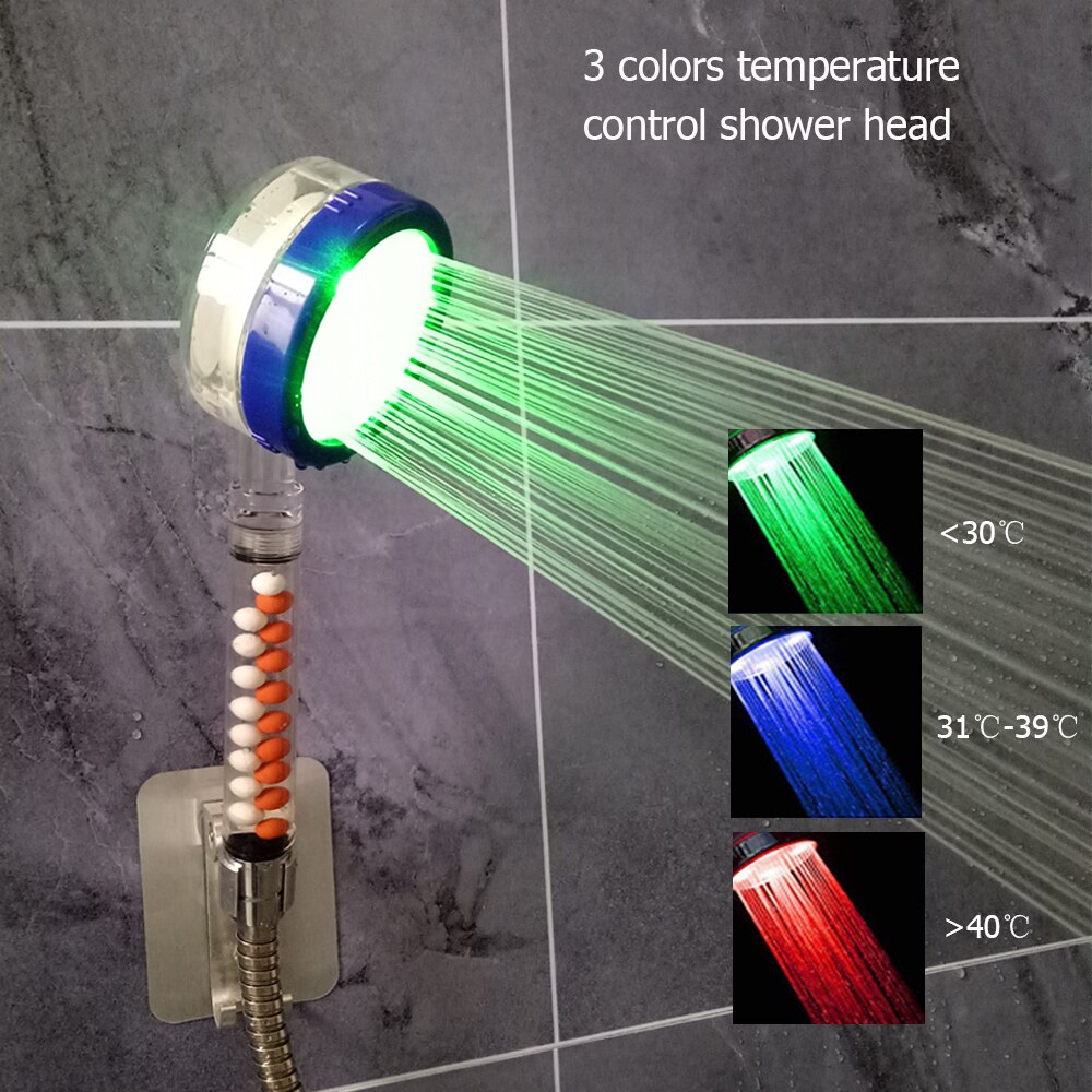 Zloog Bathroom 3/7 Colors Anion LED Shower Head Te... – Vicedeal