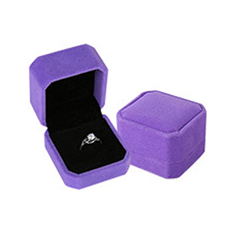 1 PC Storage Presentation Necklace/Bracelet/Ring/Pendant Jewelry Box Velvet Case Plastic Display Box 4 Colors: Purple Ring Box