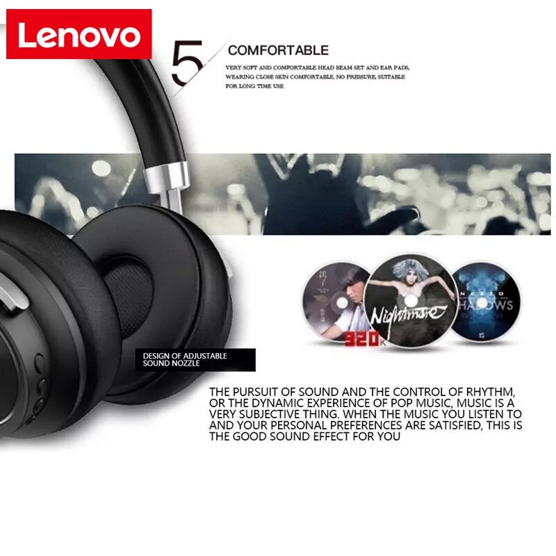 Lenovo HD800 Bluetooth Headset Draadloze Opvouwbare Computer Hoofdtelefoon Lange Standby Leven Met Noise Cancelling Gaming Headset
