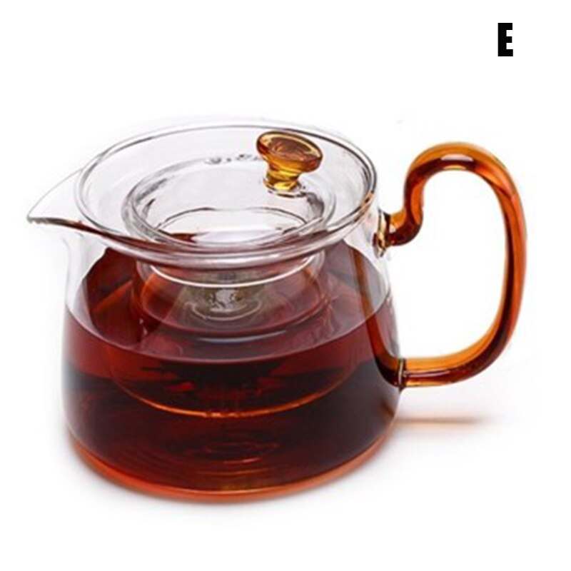 500ml Unique Side Handle Pot Glass Teapots High Temperature Resistant for Home BV789: E