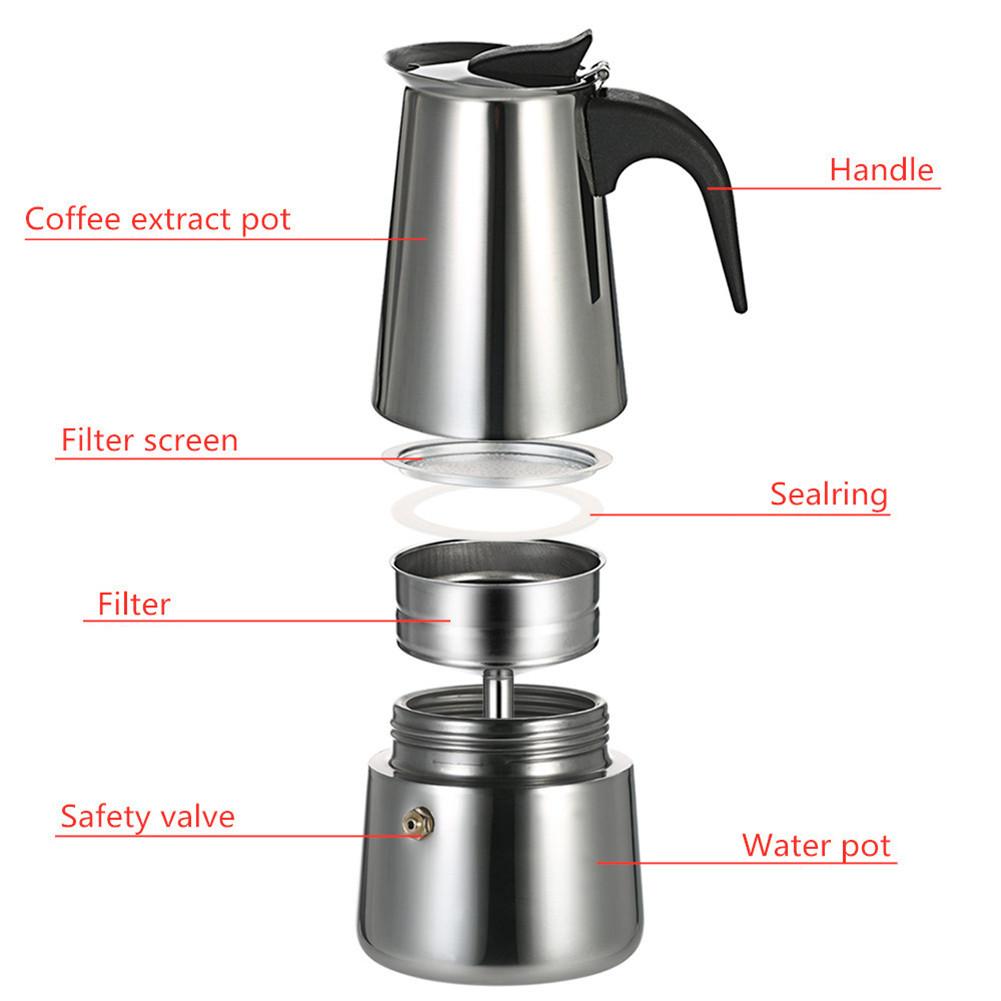 2 kopper /4 kopper kaffemaskine gryde komfur klassiske brygger moka gryde espresso italiensk kaffemaskine cubansk kaffemaskine brygger 100ml/200