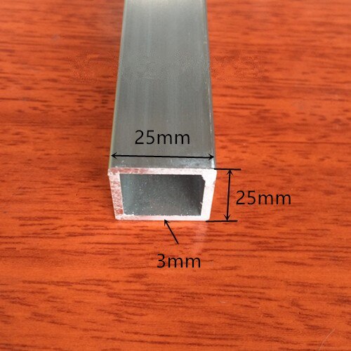 Aluminium firkantrør 25 mmx 25mm tykkelse 3mm lengde 300mm diy modellstøtte aluminiumsprofil