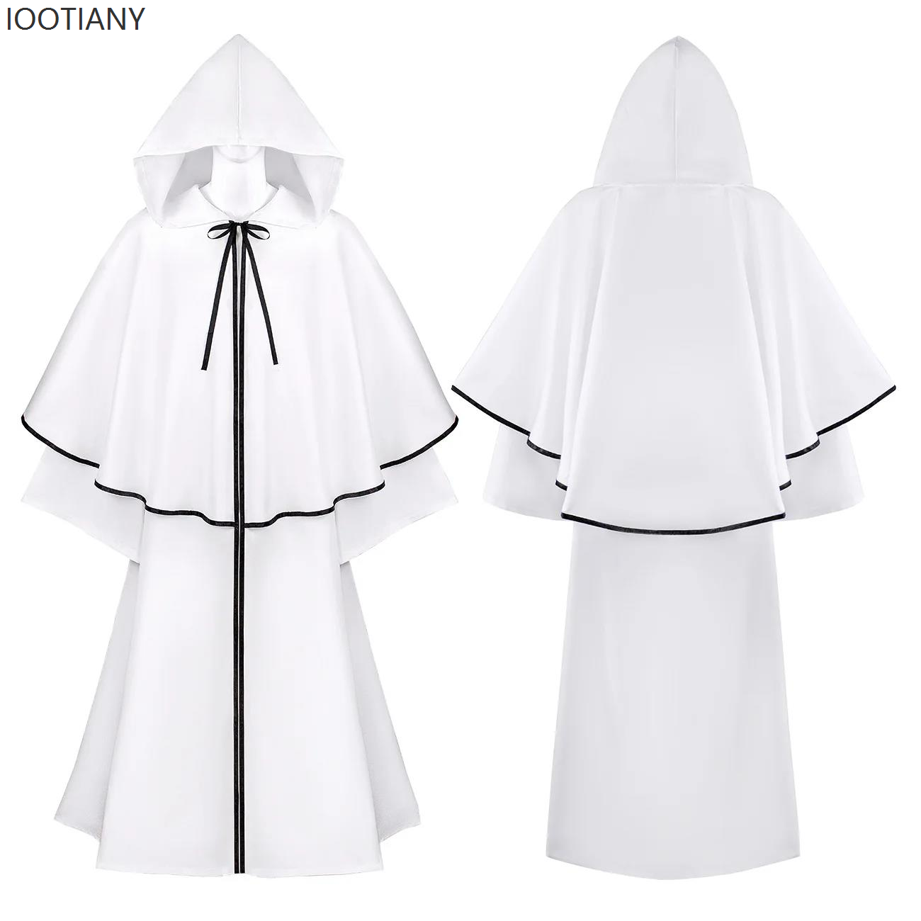 Mantello da monaco medievale di Halloween Mantello da prete rinascimentale Costume da gioco di ruolo Abito da mago Mantello Abito Mantello Costume da prestazione Nuovo