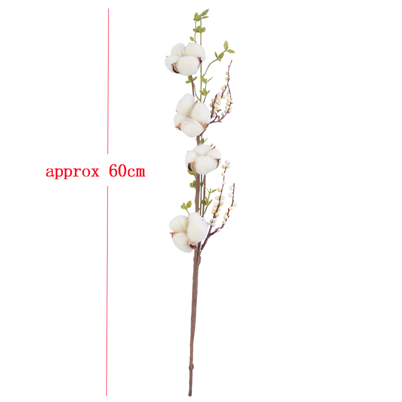 Branche de fleur artificielle en coton naturel, 1 pièce, pour décoration de mariage, noël, couronne faite à la main, fleur de Kapok, fournitures de décoration pour la maison