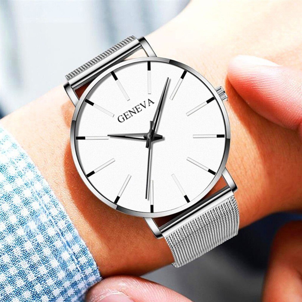 Mannen Mode Ultra Dunne Horloges Minimalistische Eenvoudige Mannen Business Roestvrijstalen Gaas Riem Quartz Horloge Relogio Masculino # Cl