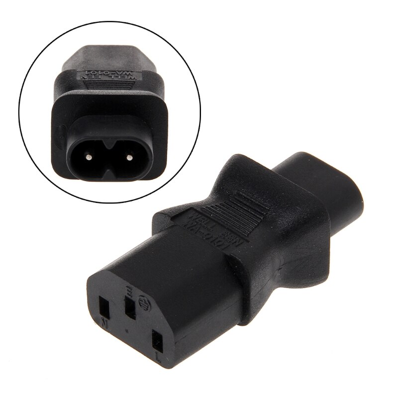 IEC 320 C13 3-Pin Female Naar C8 2-Pin Male Power Plug Converter Adapter