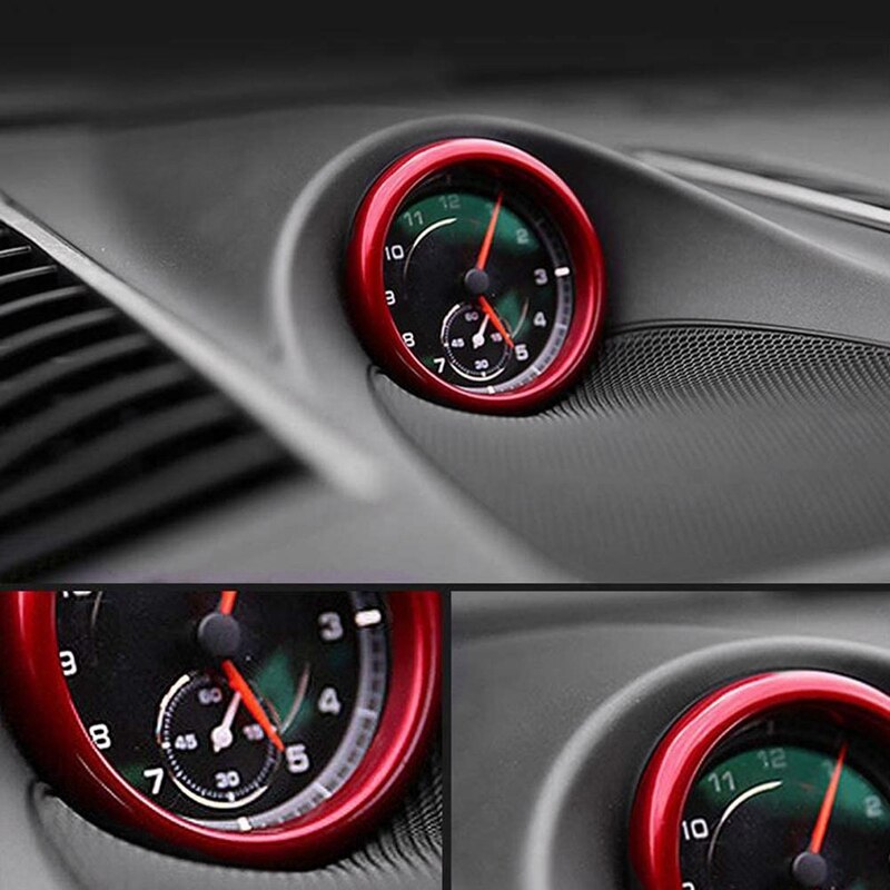 Rode Kleur Dashboard Center Klok Kompas Cover Sticker Ring Sticker Voor-Porsche 911 Cayenee Boxster Macan Panamera