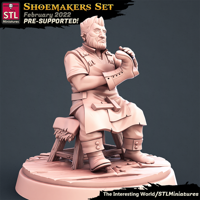 Shoe Makers 28mm 32mm Miniatures DND D&amp;D Pathfinder RPG War Games Tabletop Unpainted 3D Printed Desktop Ornament: male