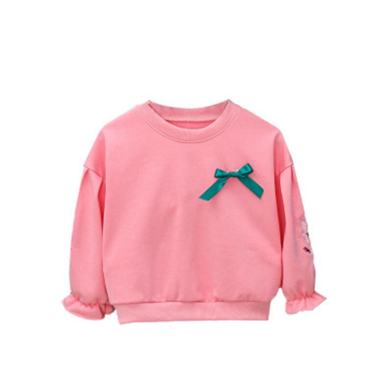 Spring Girls T-shirt Baby Infants Kids Clothes Princess Bow Embroidery Long Sleeve Pullover Basic T-shirts Tee Tops S10451