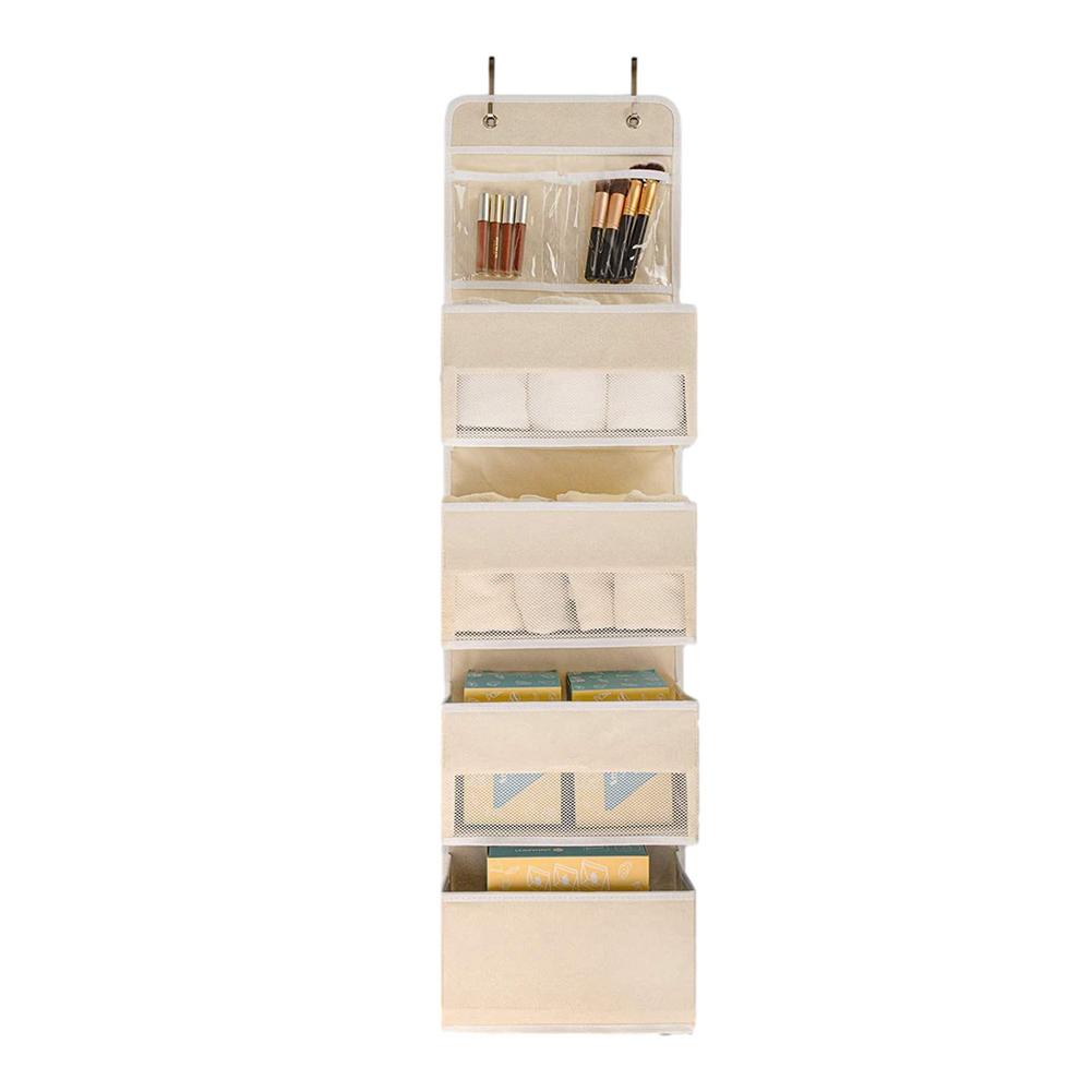 Organisateur De Placard Suspendu 6 Compartiments - Poches Profondes En Maille, Gain De Place, Blanc