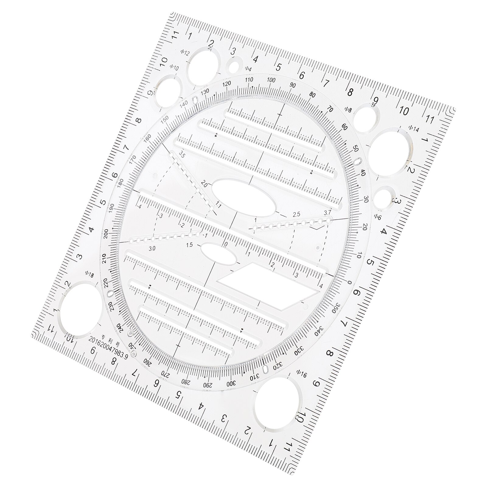 Measuring Ruler Protractor School Drawing Ruler Drawing Template Measuring Tool: Black