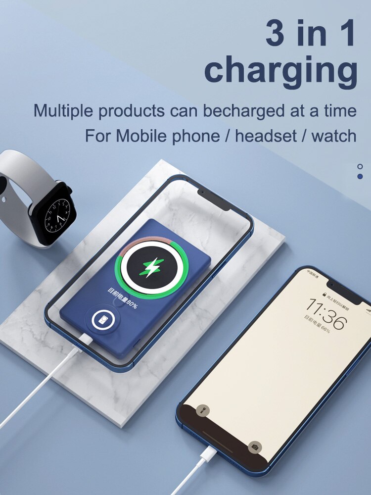 Powerbank Portable power bankWireless External battery Magnetic External battery fast charge Portable battery telephone portable
