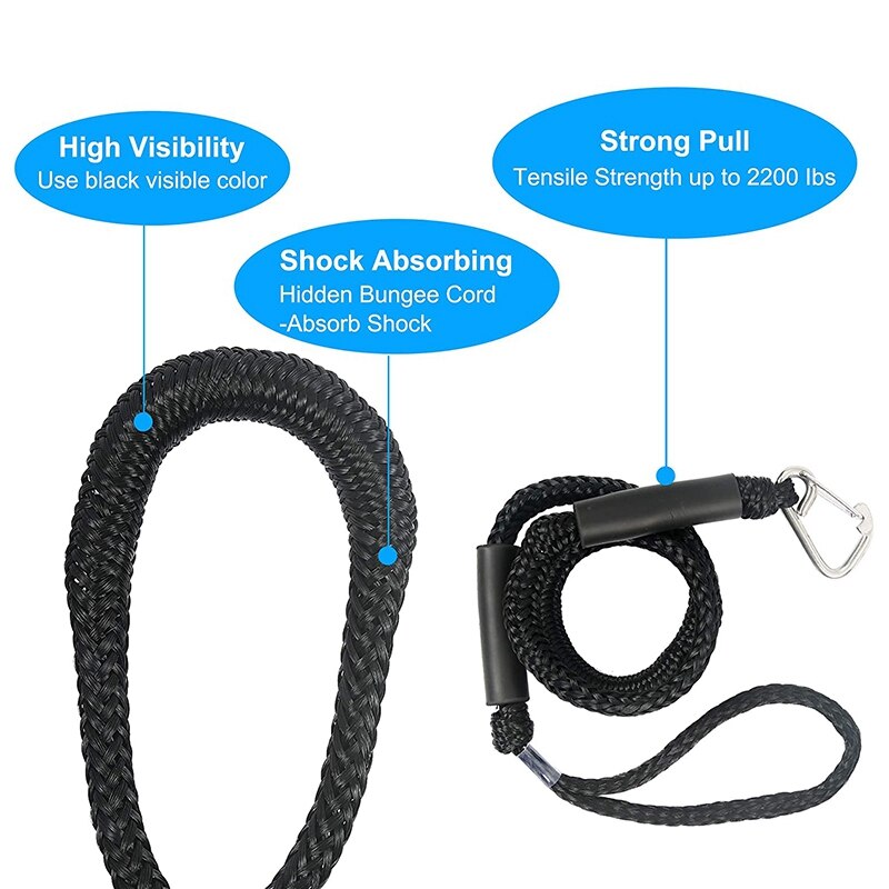 JHD-4Ft Boat Bungee Dock Line With Hook Mooring Rope Boat Accessories For Boats Pontoon Kayak