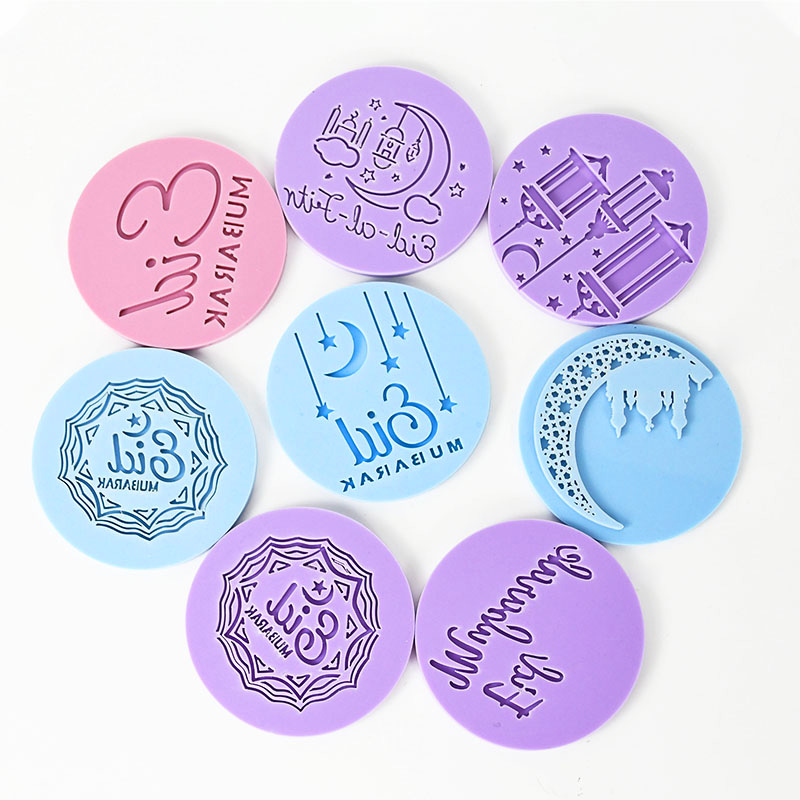 Eid mubarak cookies udskærer måne stjerne tempel præget kiks form fondant stempel ramadan muslimsk fest gør-det-selv kage dekorationsværktøj