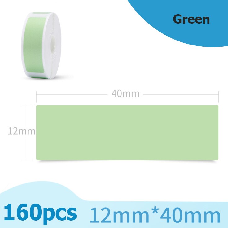 Niimbot D11 Thermal Label Paper Supermarket Price Label sticker Waterproof Anti-Oil Pure Color Scratch-Resistant Labels: Green 12x40mm