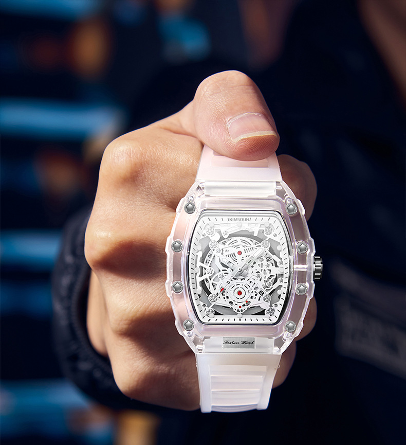 Reloj de pulsera de cuarzo para hombre, tendencia masculina, reloj automático resistente al agua para hombre, relojes de lujo transparentes luminosos