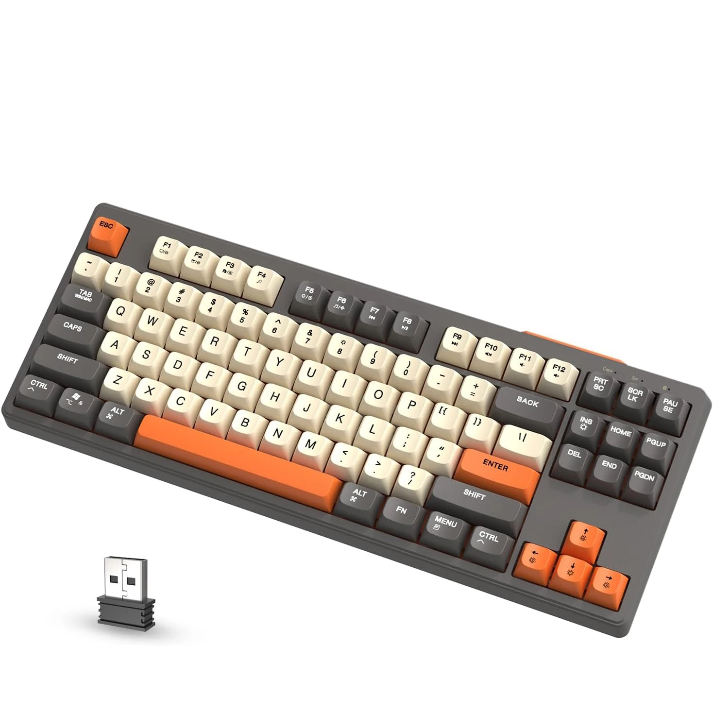Clavier de jeu sans fil Free Wolf M87 75% – Commutateurs silencieux, rétroéclairage arc-en-ciel, BT/2.4G, capuchons de touches dégradés PBT, compacte: Or