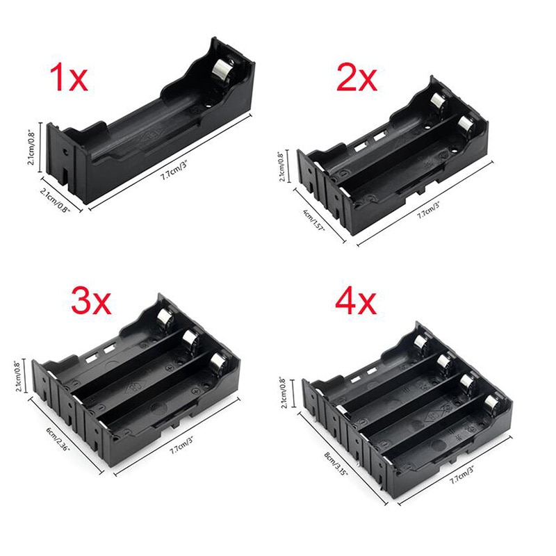 Caixas do banco do poder do ABS 18650, caixa de armazenamento do suporte da bateria, recipiente das baterias com Pin duro, DIY, 1X, 2X, 3X, 4X, 1 entalhe, 2 entalhes, 3 entalhes, 4 entalhes