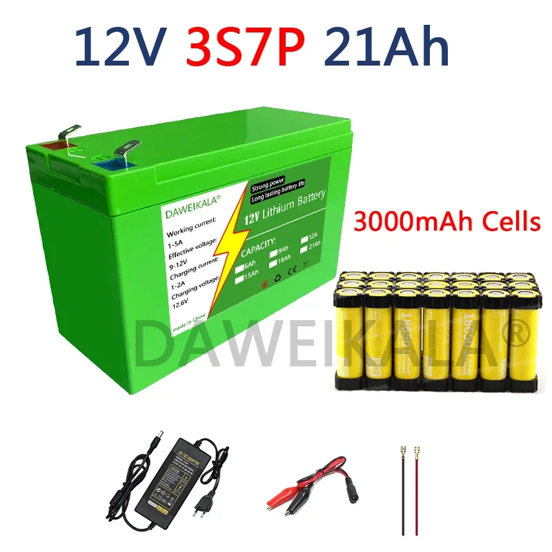 12 V 18650 Lithium-Akku, 3S7P, wiederaufladbarer Akku für Solarenergie, Elektrofahrzeug-Akku, LED, Outdoor-Campingausrüstung: Orange