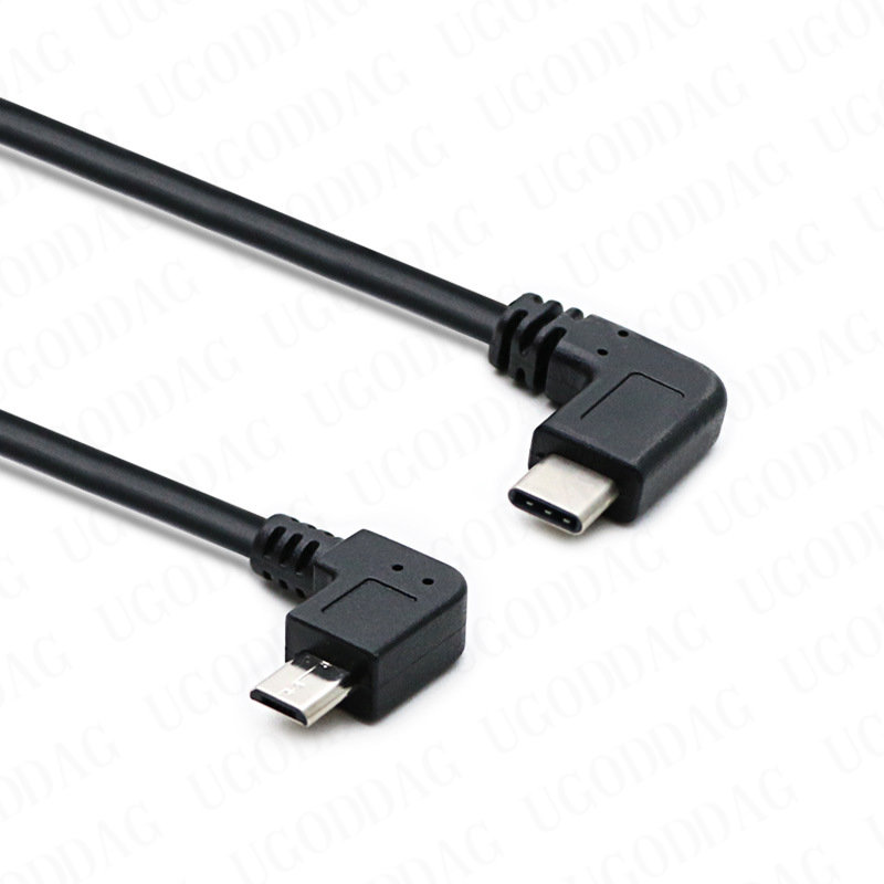 Kabel typu C do Micro USB 90 stopni Micro 5-pinowy męski do USB C męski przedłużacz do MacBooka Pro Laptopa Androida