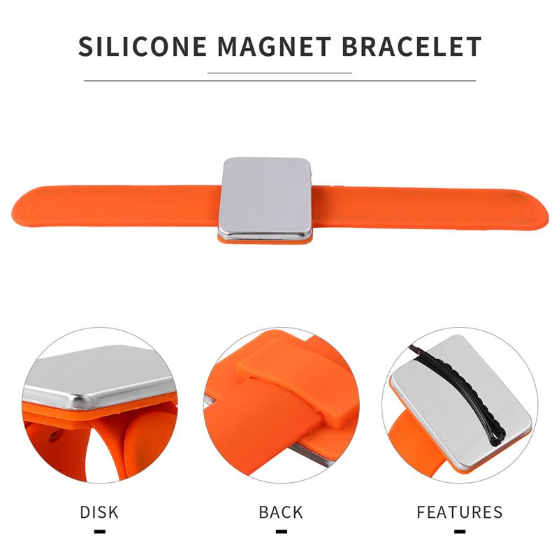 Magnetisk bobbie pin armbånd silikon frisør slap armbånd hår klips holder armbånd (rosa)