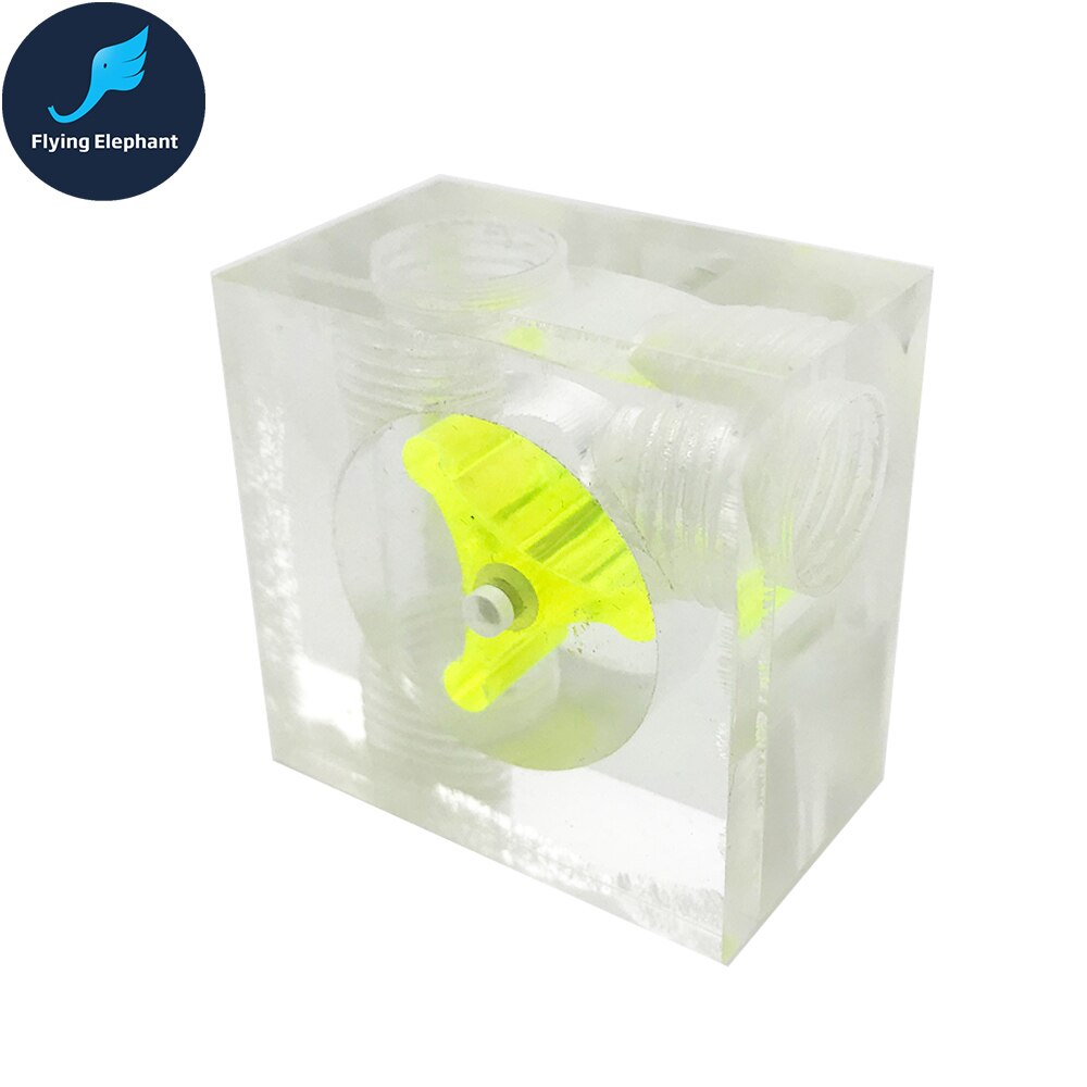 Water Flow Indicator Transparent Acrylic Blue,Green,Red leaf Flow Meter For Computer Cooling G1/4'': Square Green 3