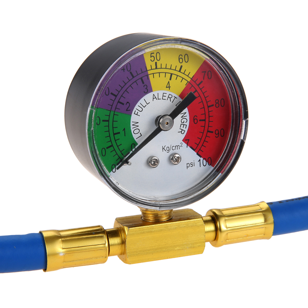 R134a air conditioning gas coolers with pressure gauge, refrigerant gas refill for cars, automotive refrigerant charging hose