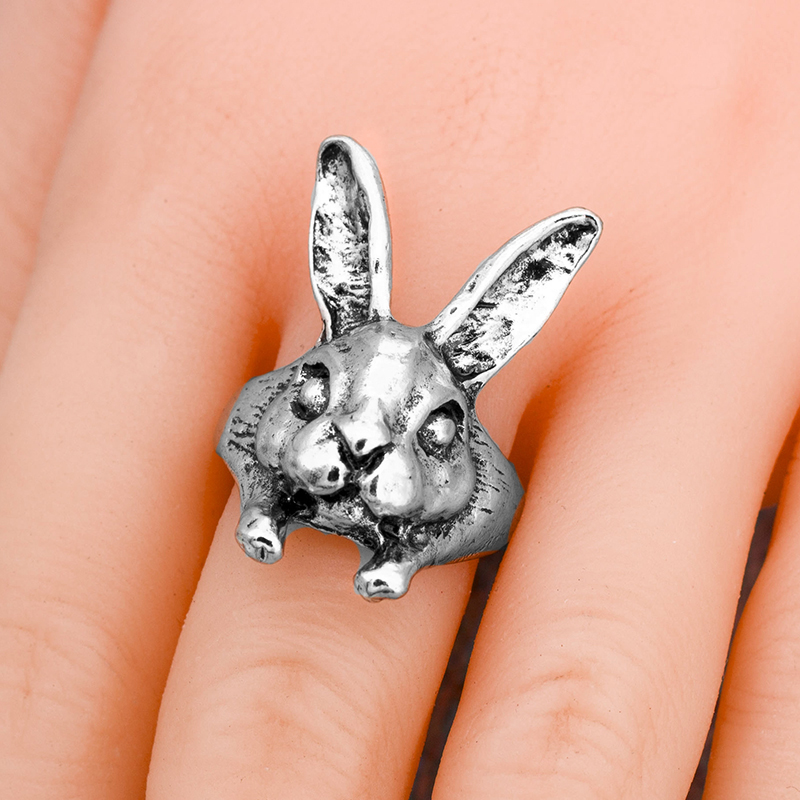 Anillos ajustables Vintage Hippie Chic hechos a mano conejo Animal nudillos para mujeres niñas encanto joyería de