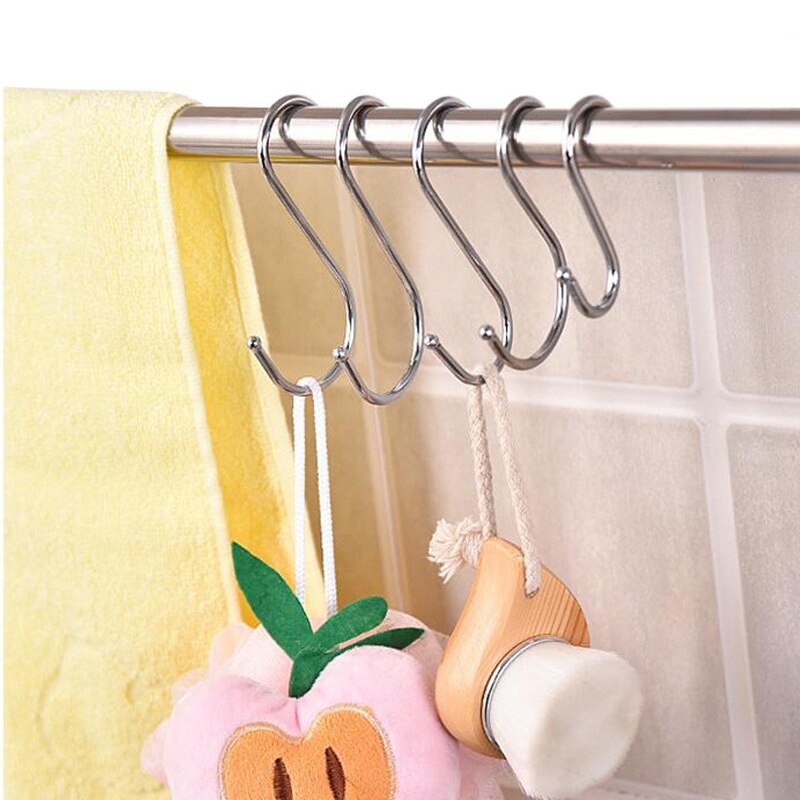 5Pcs Metal S-Vormige Haken Keuken Opslag Houders Sluiting Diversen Organizer Gietijzeren Opknoping S Kleding Tas Hanger