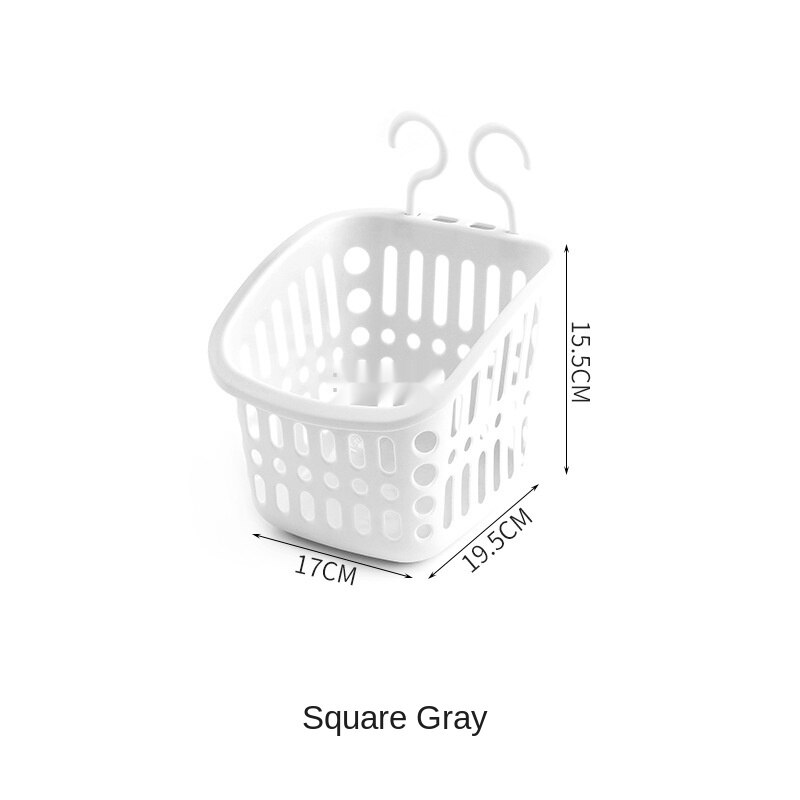 Hanging Storage Basket Bathroom Hanging Basket Toilet Plastic Storage Basket Wall Hanging Storage Basket Plastic Storage Holder: Square-grey