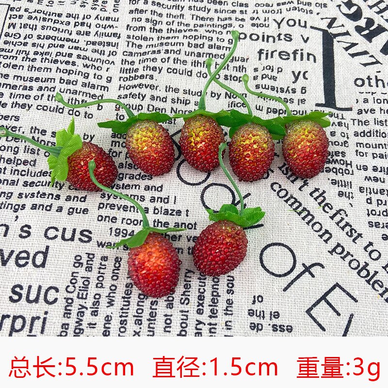 10pcs Plastic Strawberry Raspberry Mini PVC Strawberry Slice Model Simulation Fruit Home Decoration Christmas Props Model: Wild strawberry B