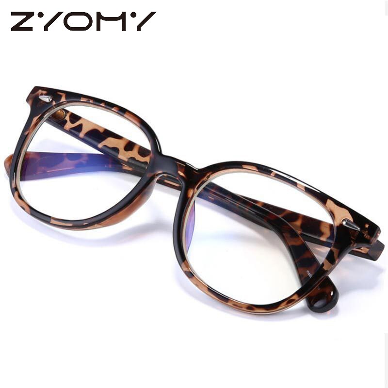 Retro anti-blauwe straling optische brilmontuur vintage ronde montuur heren dames bril leesbril computerbril: Amber