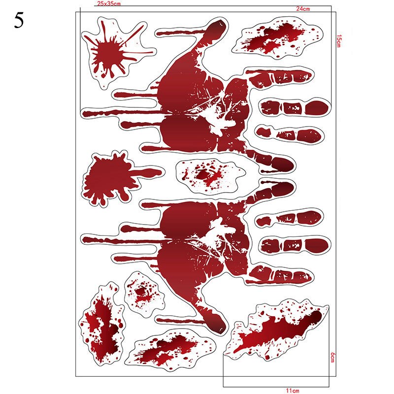 Halloween Bloody Handprint Stickers Horrible Wall Window Door Floor Decal Stickers Party Decoration Haunted House Prop: 5
