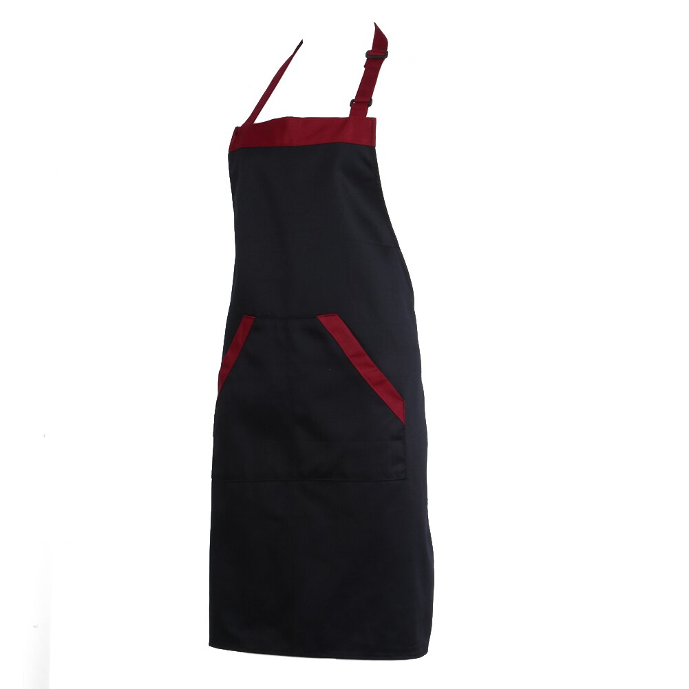Noir rouge unisexe Chef cuisine cuisine traiteur dos nu tablier bavoir avec 2 poches taille unique en moyen accessoire de cuisine