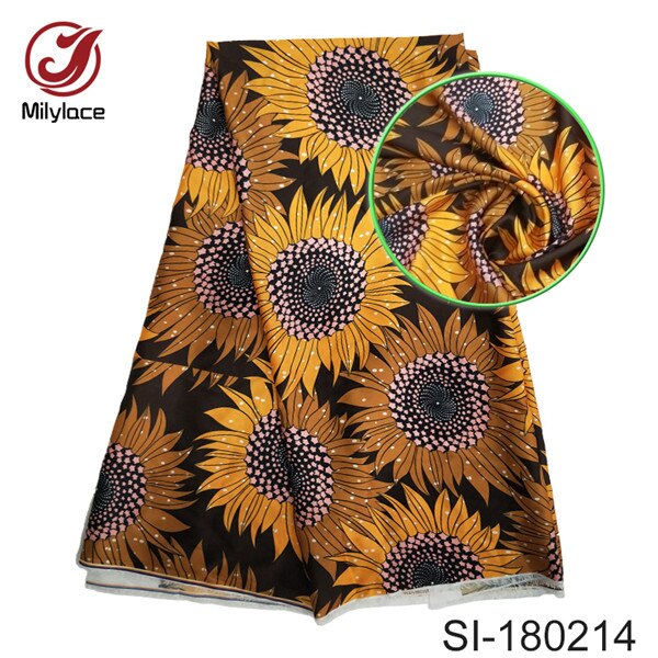Tissu en soie nigérian de , wax numérique imprimé de couleur vive pour robe SI180207: color 14