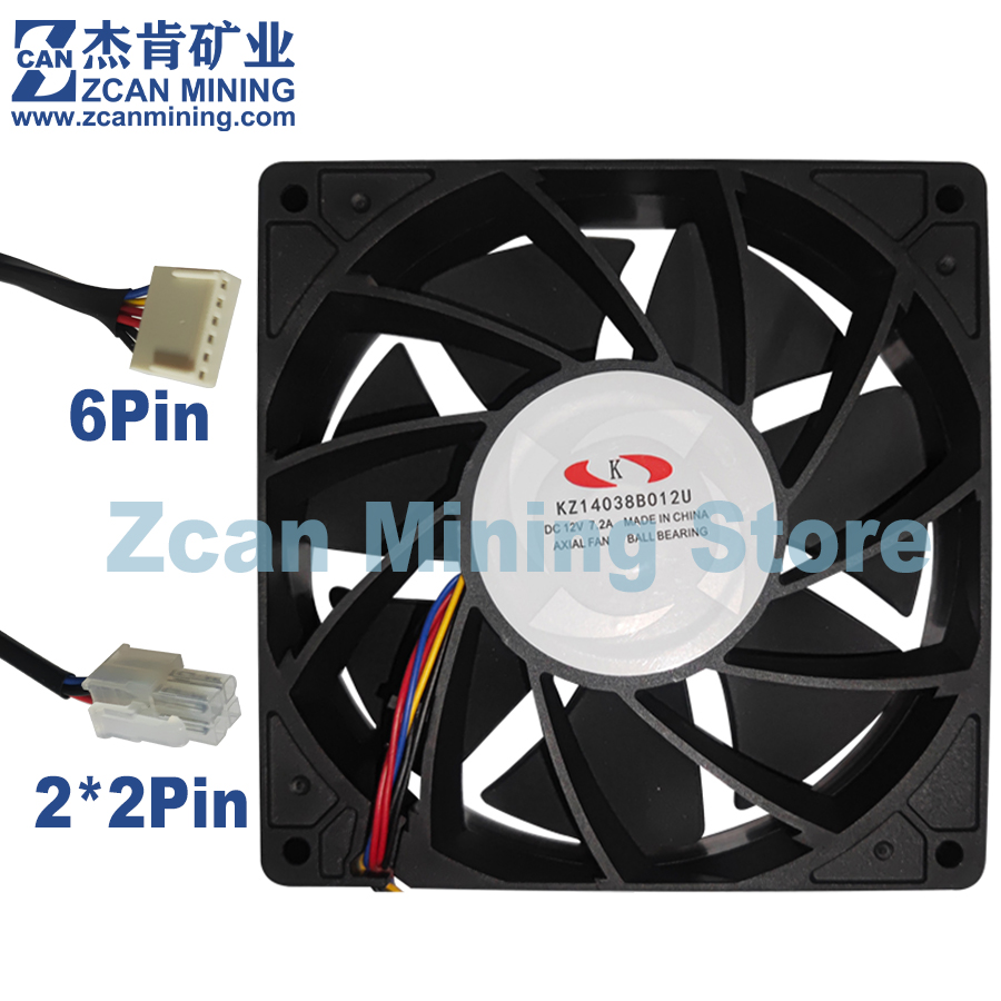 Brand Whatsminer M20 M21 Fan D1 D3 M10 Cooler 6pin 14038 Fan KZ14038B012U 12V 7.2A M30 M31 M32 M50 Miner Cooling Fan 2x2Pin