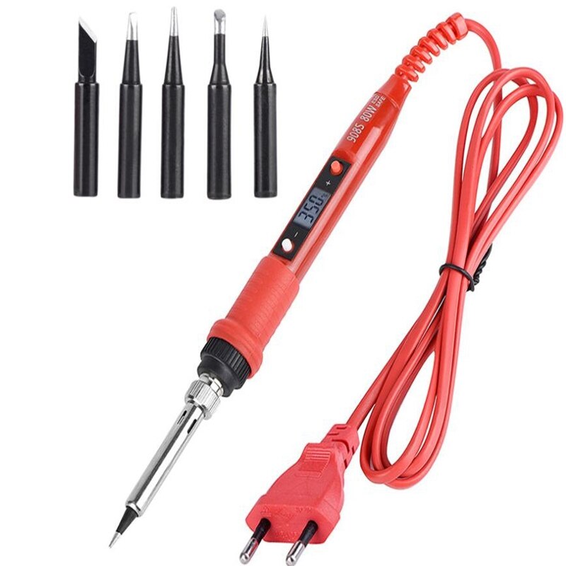 220V 80W LCD Soldering Iron Kit Adjustable Temperature Welding Tools: Purple