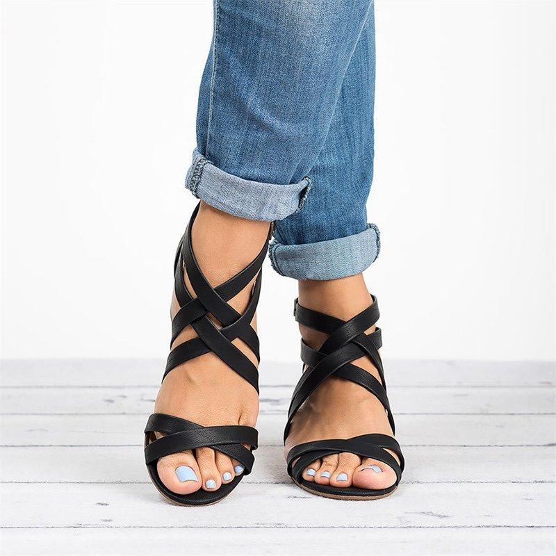 Women Sandals Low Heels Sandals For Summer Shoes Woman Casual Block Heel Zapatos Mujer Plus Size 43 Sandale Femme